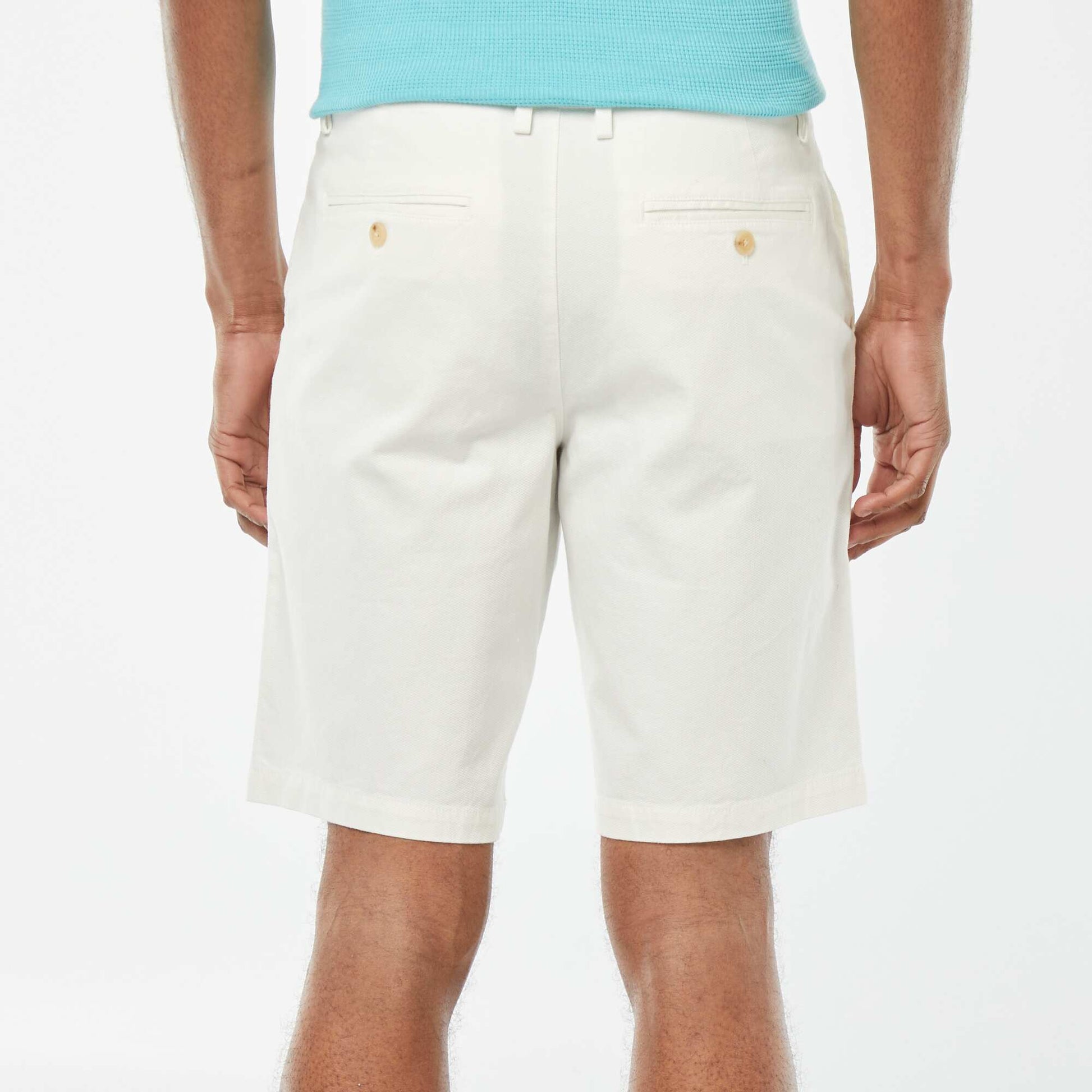 Bermuda en piqué de coton uni BLANC