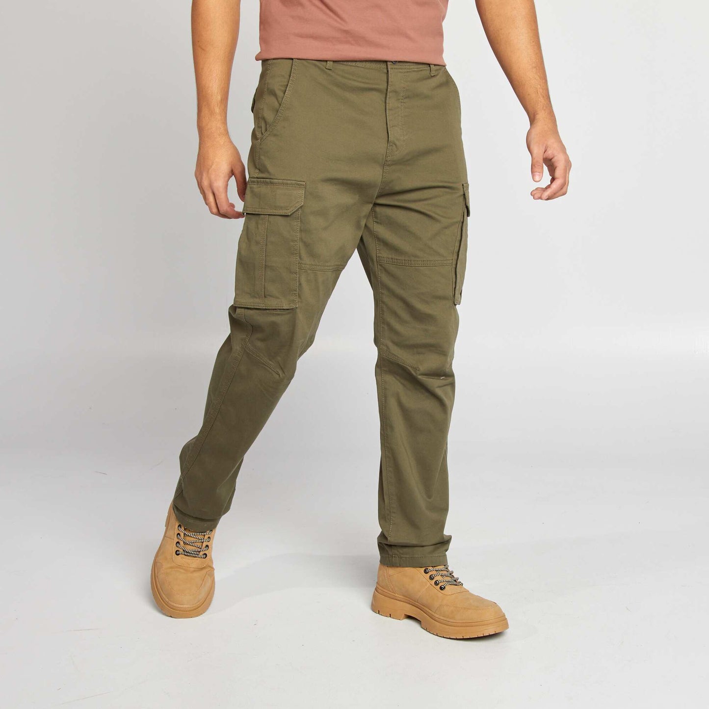 Pantalon multi-poches en dobby KAKI