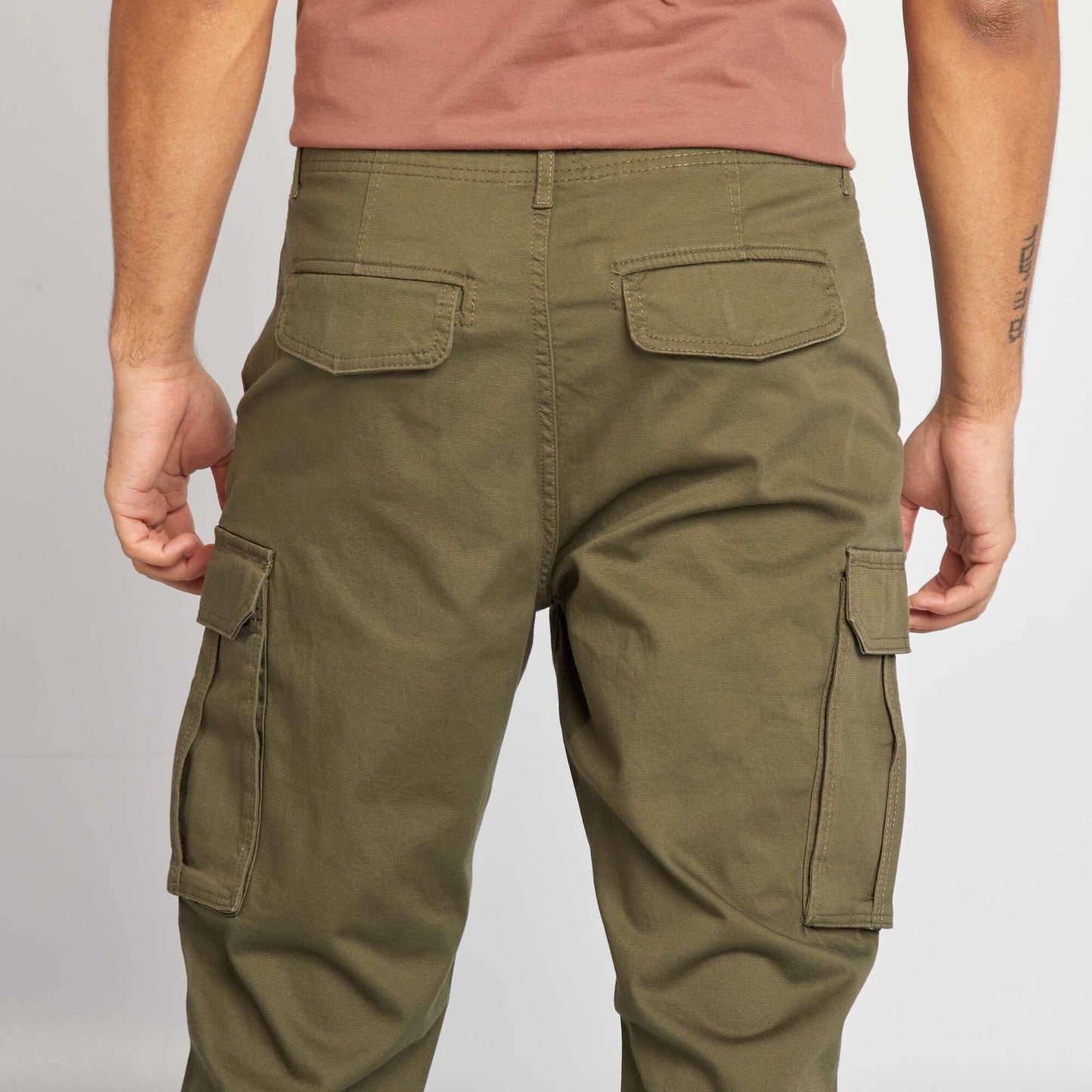 Pantalon multi-poches en dobby KAKI