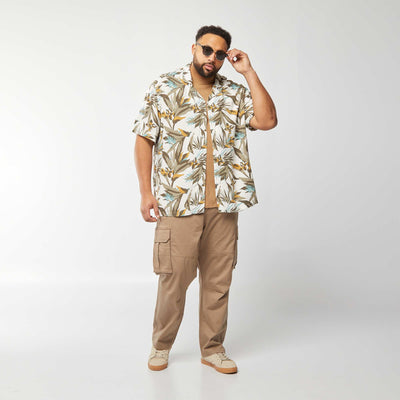 Pantalon uni avec multipoches MARRON
