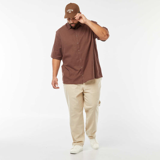 Pantalon chino regular en lin mélangé BEIGE