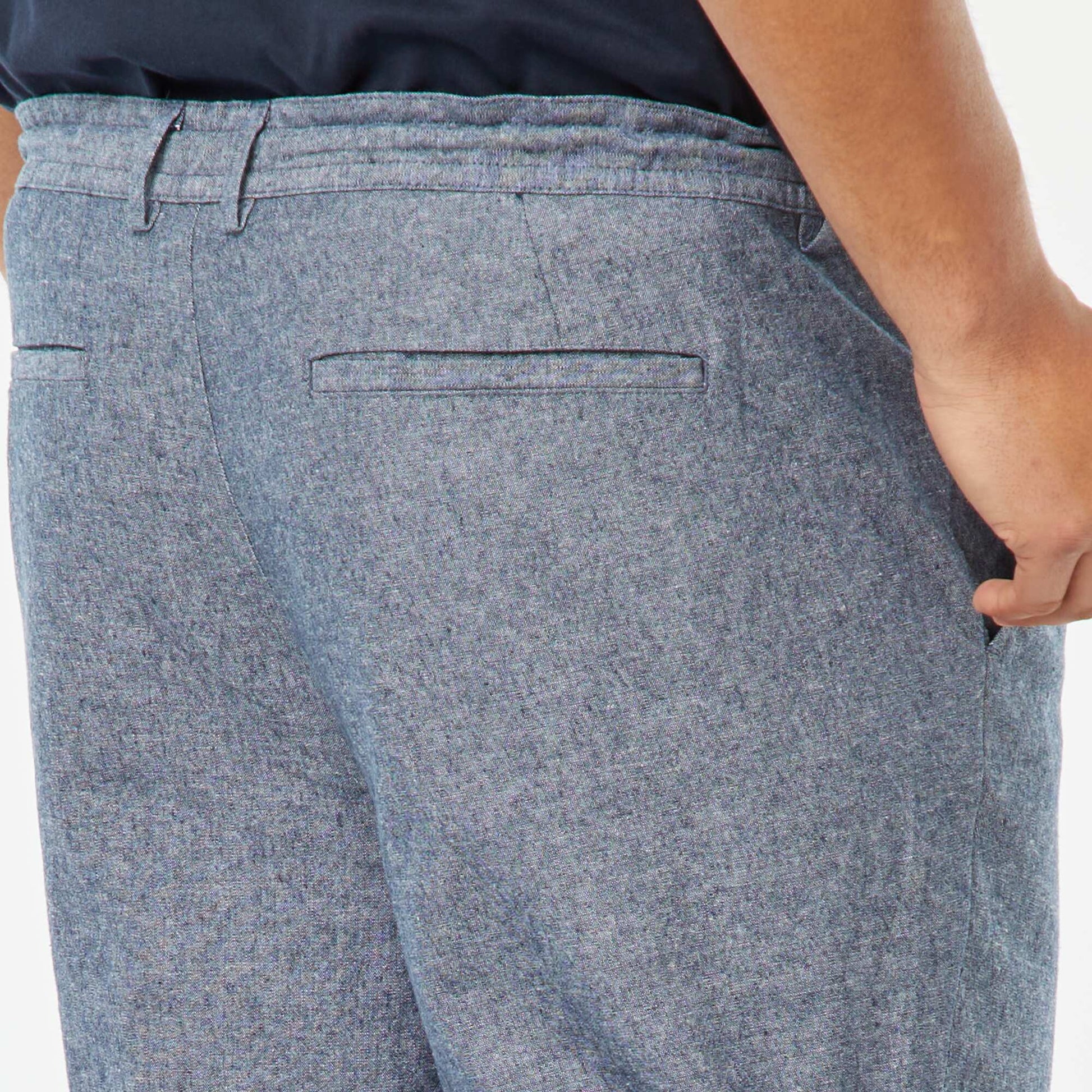 Pantalon chino regular en lin mélangé BLEU