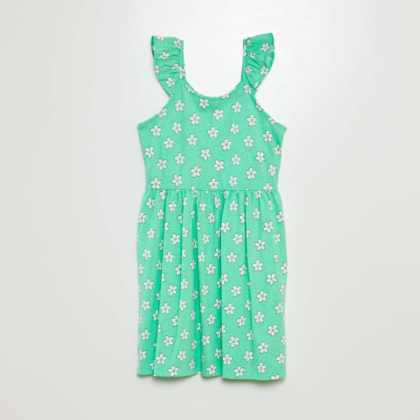 Robe à bretelles volantées à motif VERT