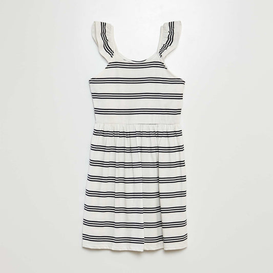 Robe à bretelles volantées à motif BLEU