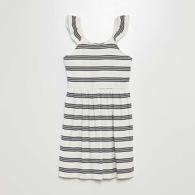 Robe à bretelles volantées à motif BLEU