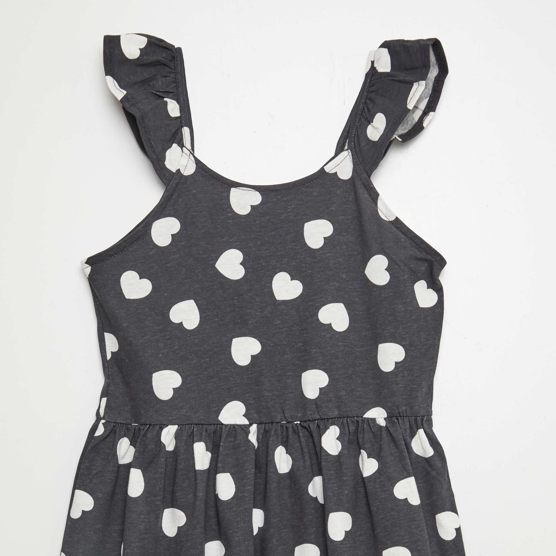 Robe à bretelles volantées à motif NOIR