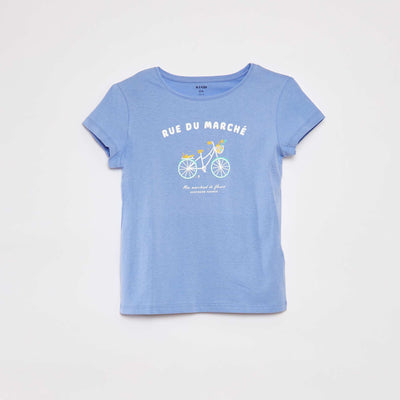 T-shirt manches courtes imprimé BLEU
