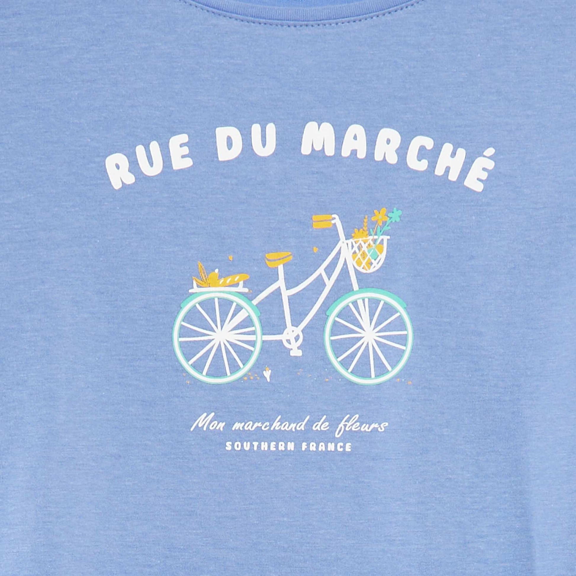 T-shirt manches courtes imprimé BLEU