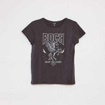 T-shirt manches courtes imprimé NOIR