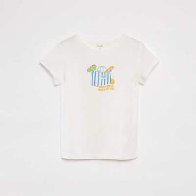 T-shirt manches courtes imprimé BLANC