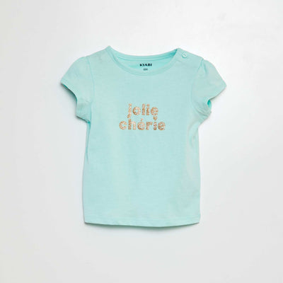 T-shirt imprimé en coton BLEU