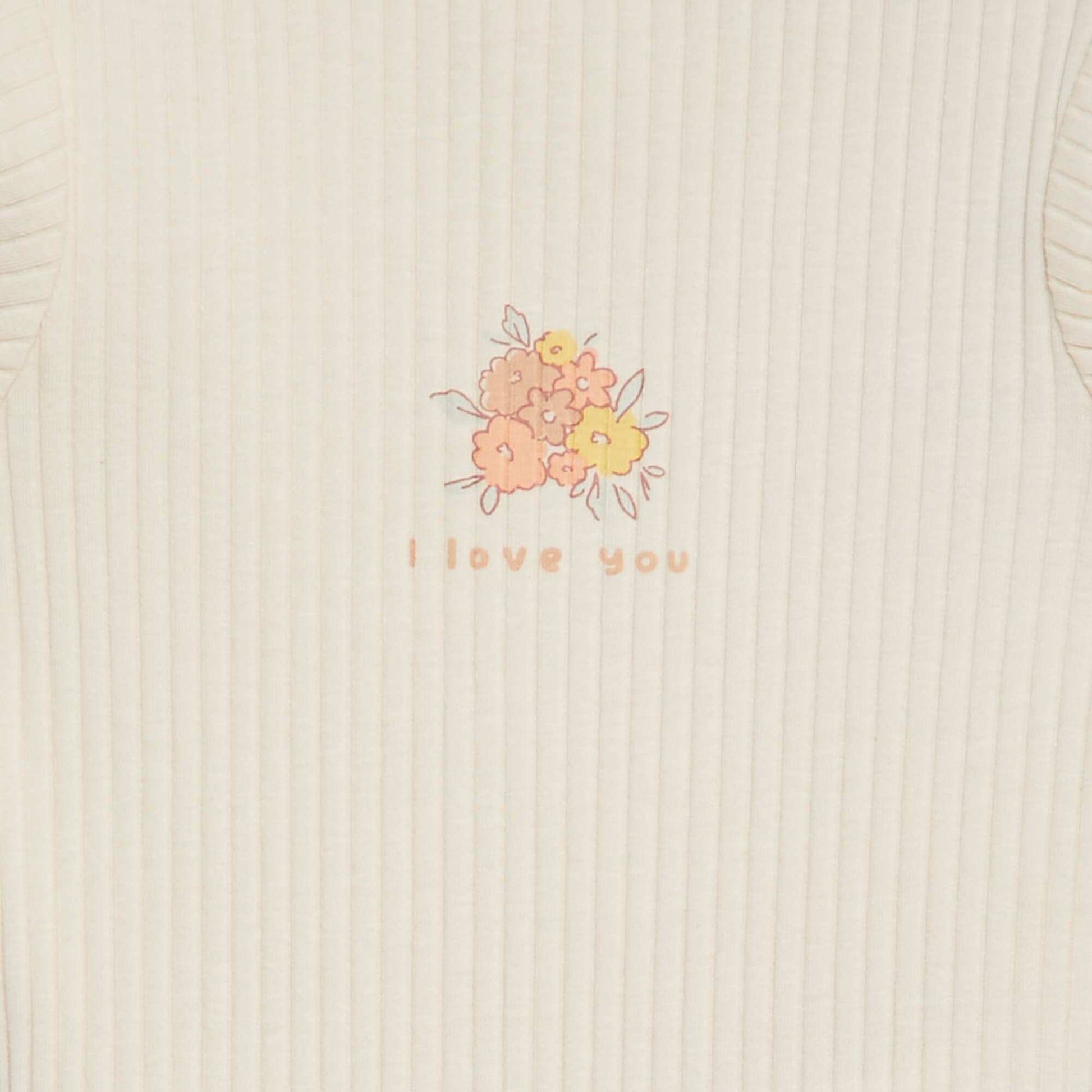Body côtelé à motif floral BLANC