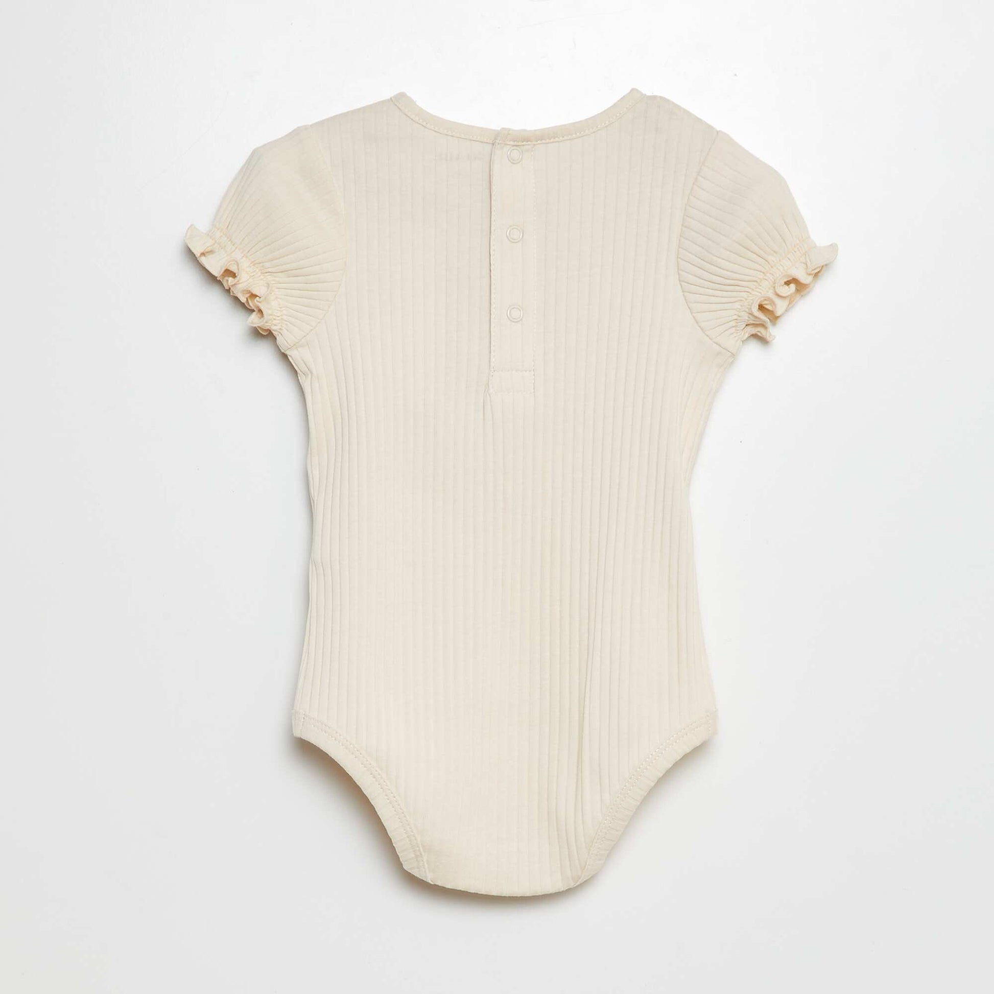 Body côtelé à motif floral BLANC