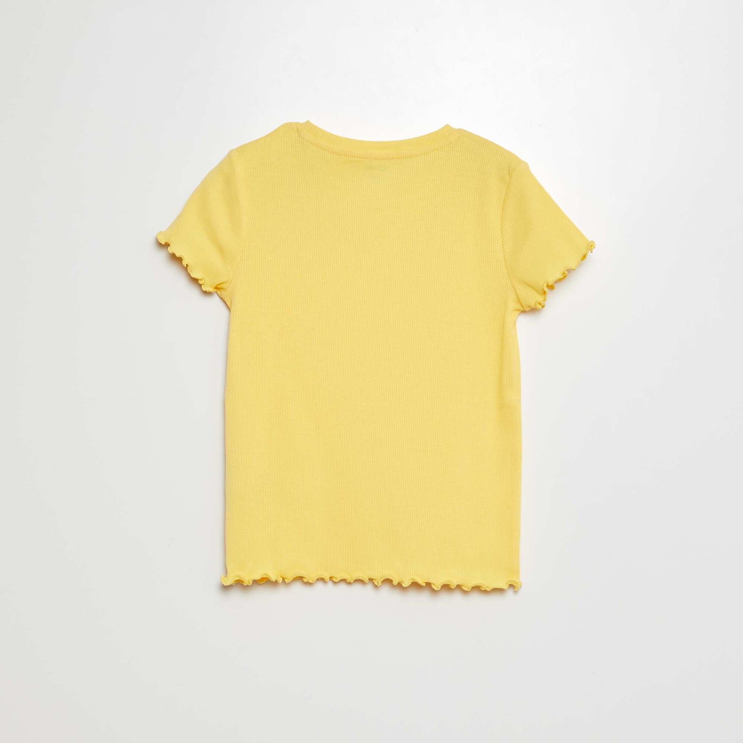 T-shirt côtelé bords ondulés JAUNE