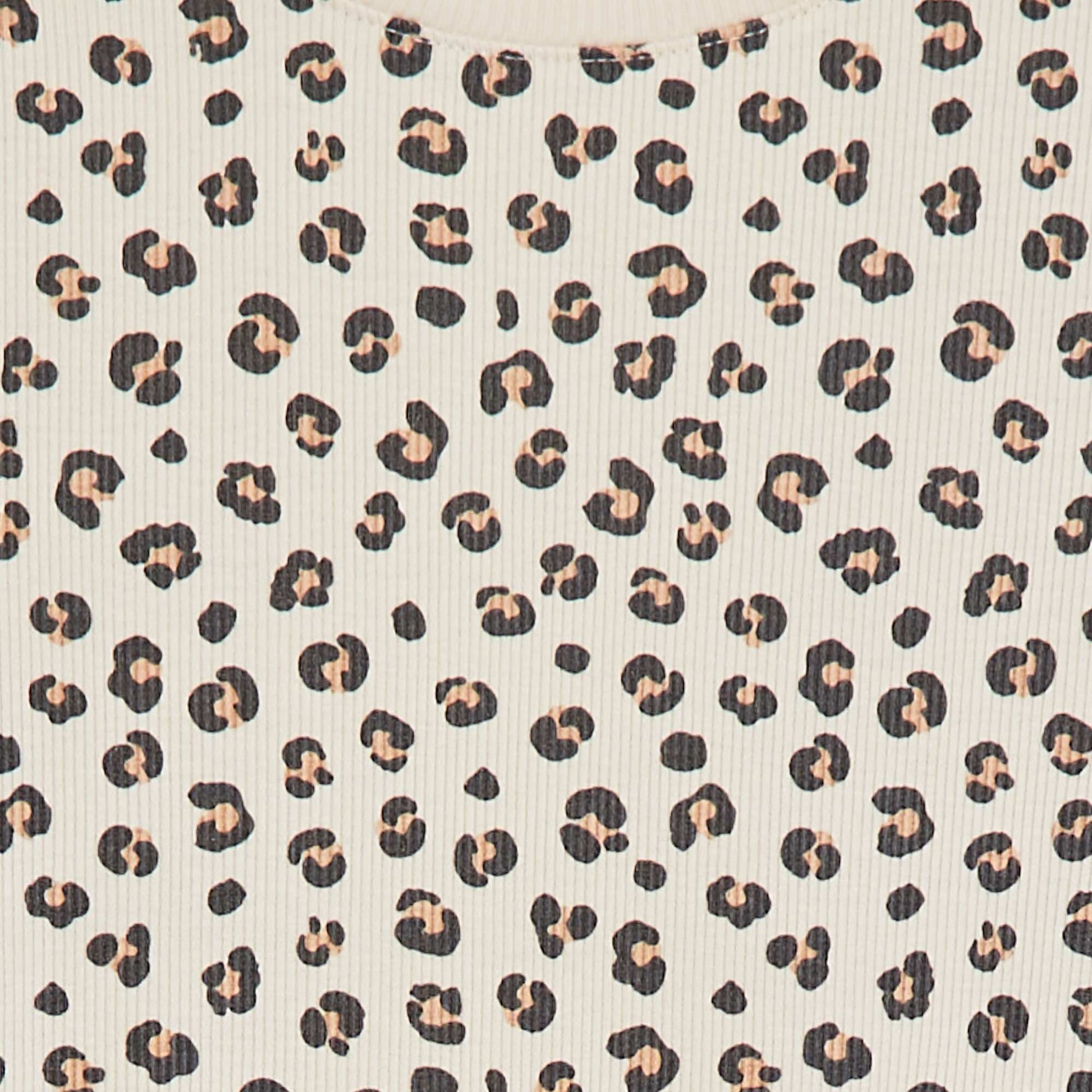T-shirt côtelé avec bords ondulés et motifs BEIGE