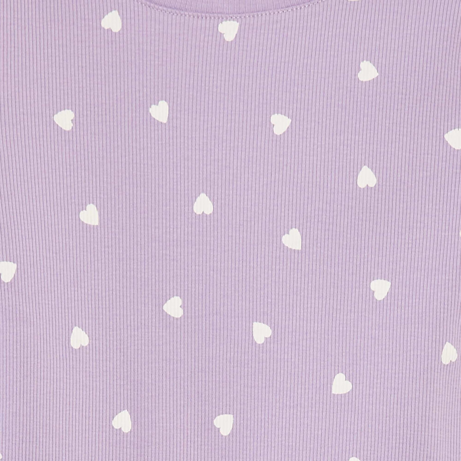 T-shirt côtelé avec bords ondulés et motifs VIOLET