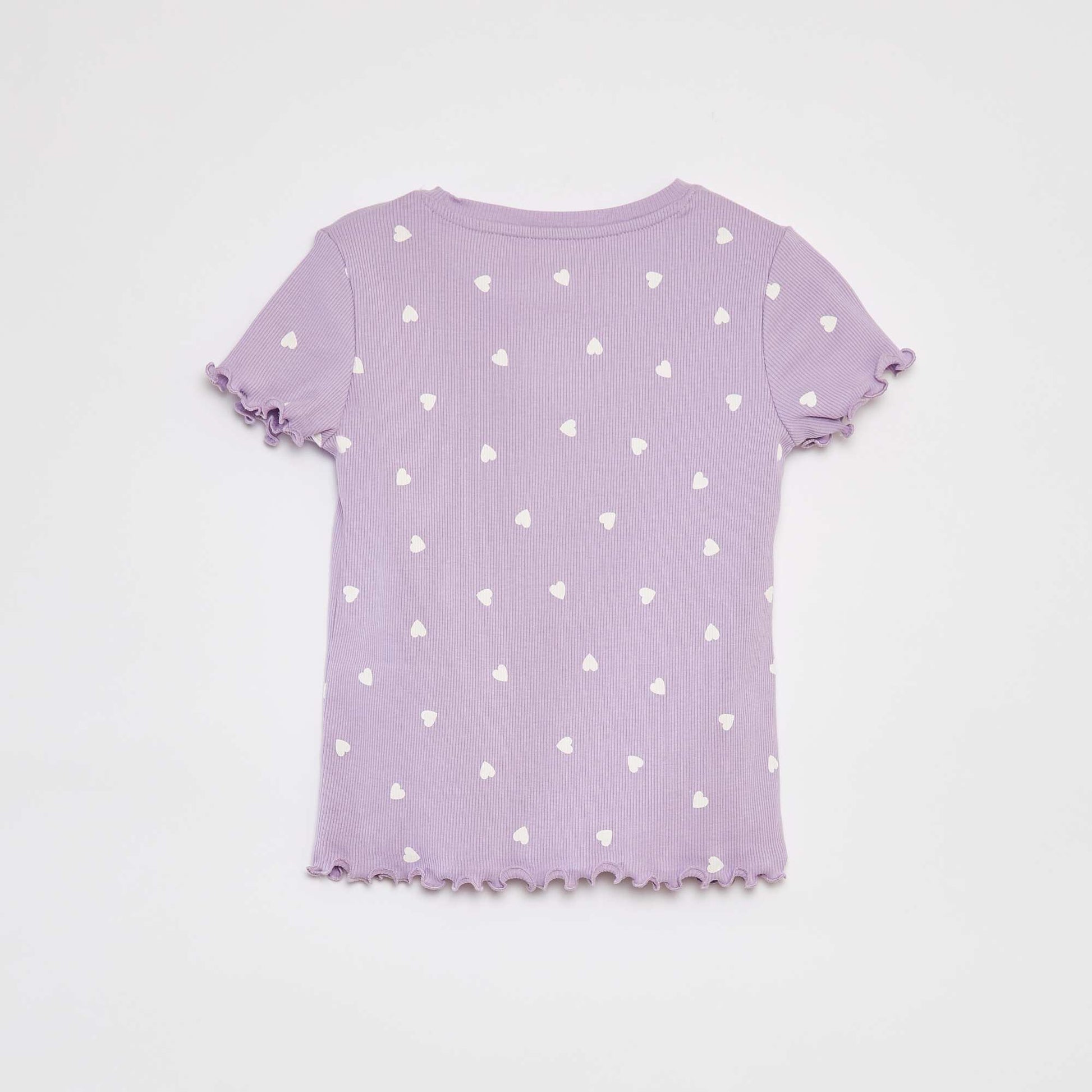 T-shirt côtelé avec bords ondulés et motifs VIOLET