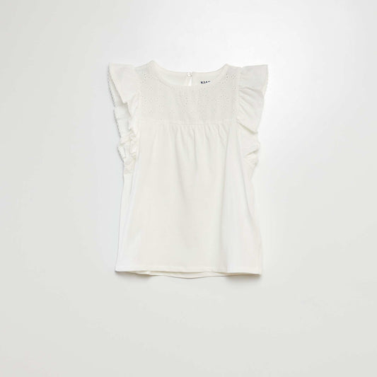 T-shirt en broderie anglaise BLANC