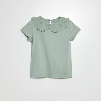 T-shirt à manches courtes avec broderies anglaises ROSE