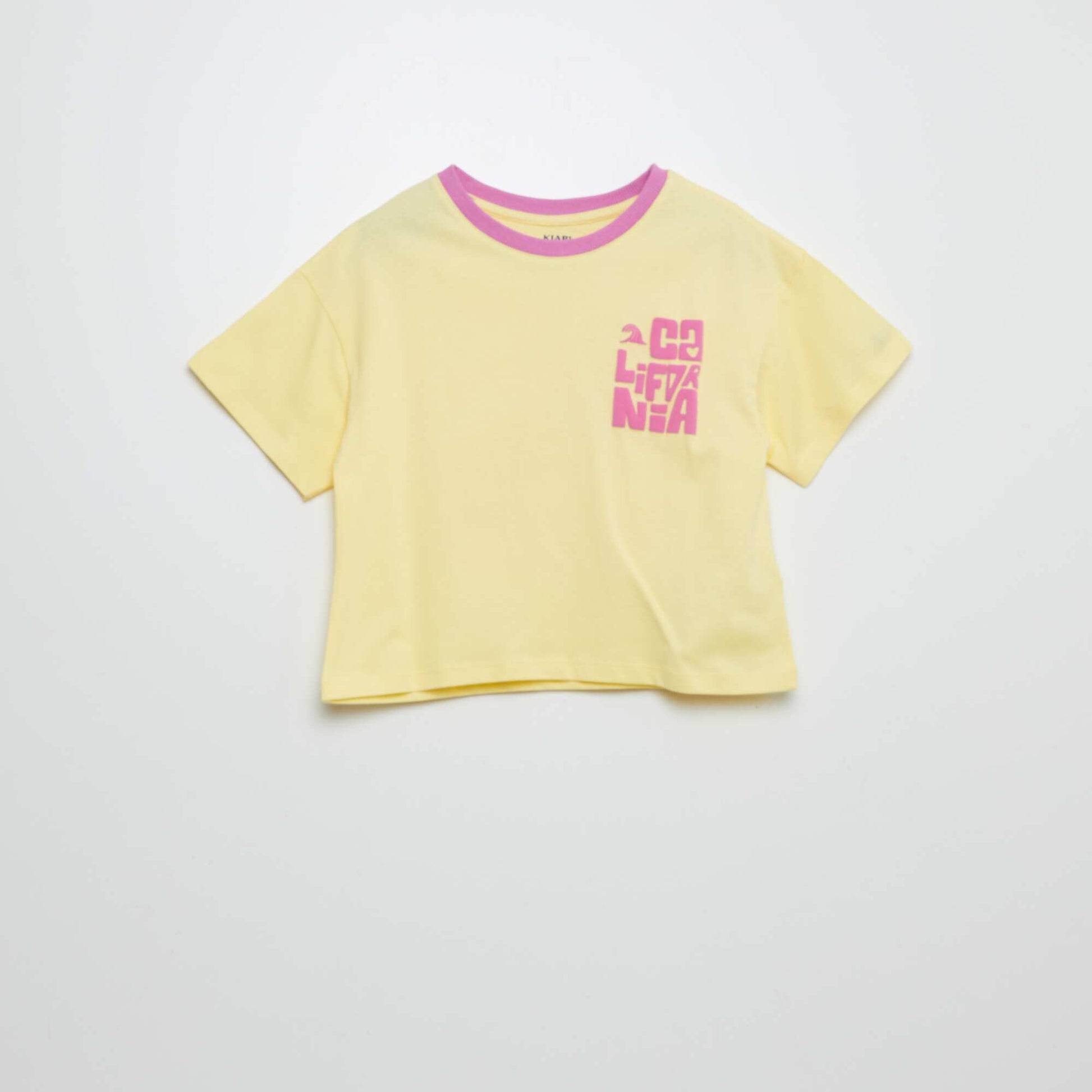 T-shirt à manches courtes et col rond avec imprimé JAUNE