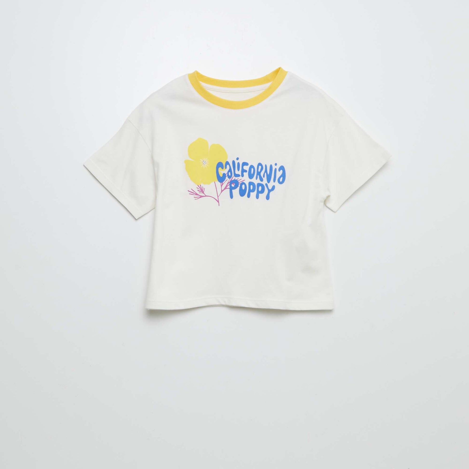 T-shirt à manches courtes et col rond avec imprimé BLANC