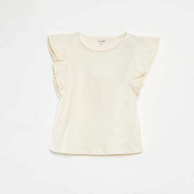 T-shirt à manches courtes volantées BLANC