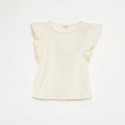 T-shirt à manches courtes volantées BLANC