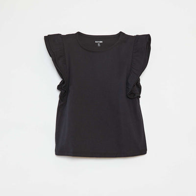 T-shirt à manches courtes volantées NOIR