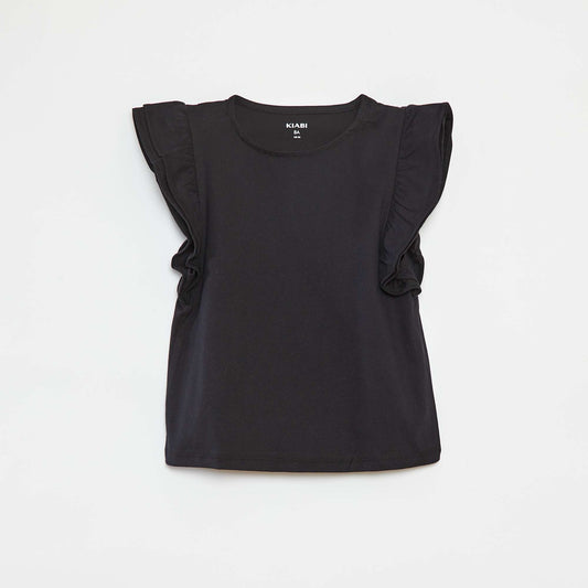 T-shirt à manches courtes volantées NOIR