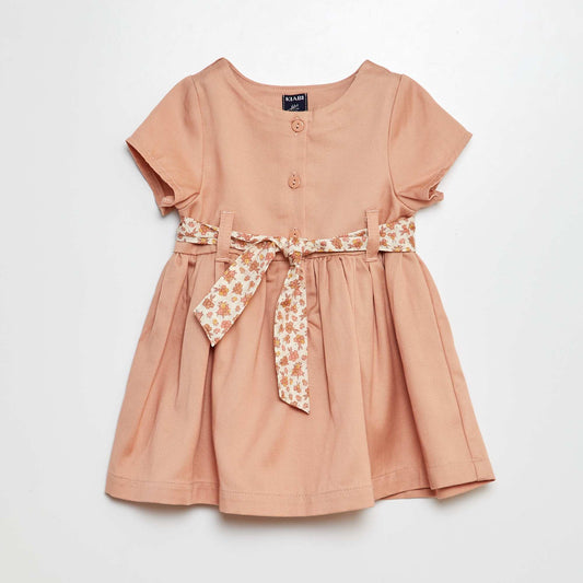 Robe à fronces avec ceinture BLANC