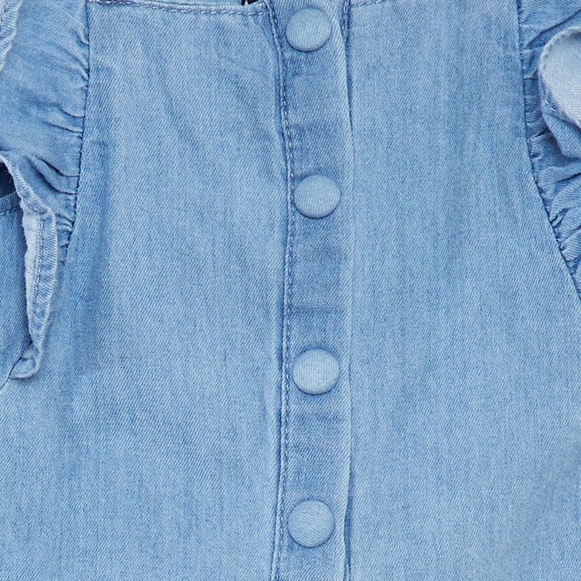 Combinaison en jean avec bretelles volantées BLEU