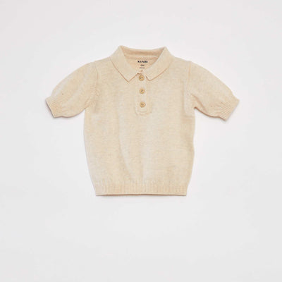 T-shirt à manches courtes avec col polo BEIGE