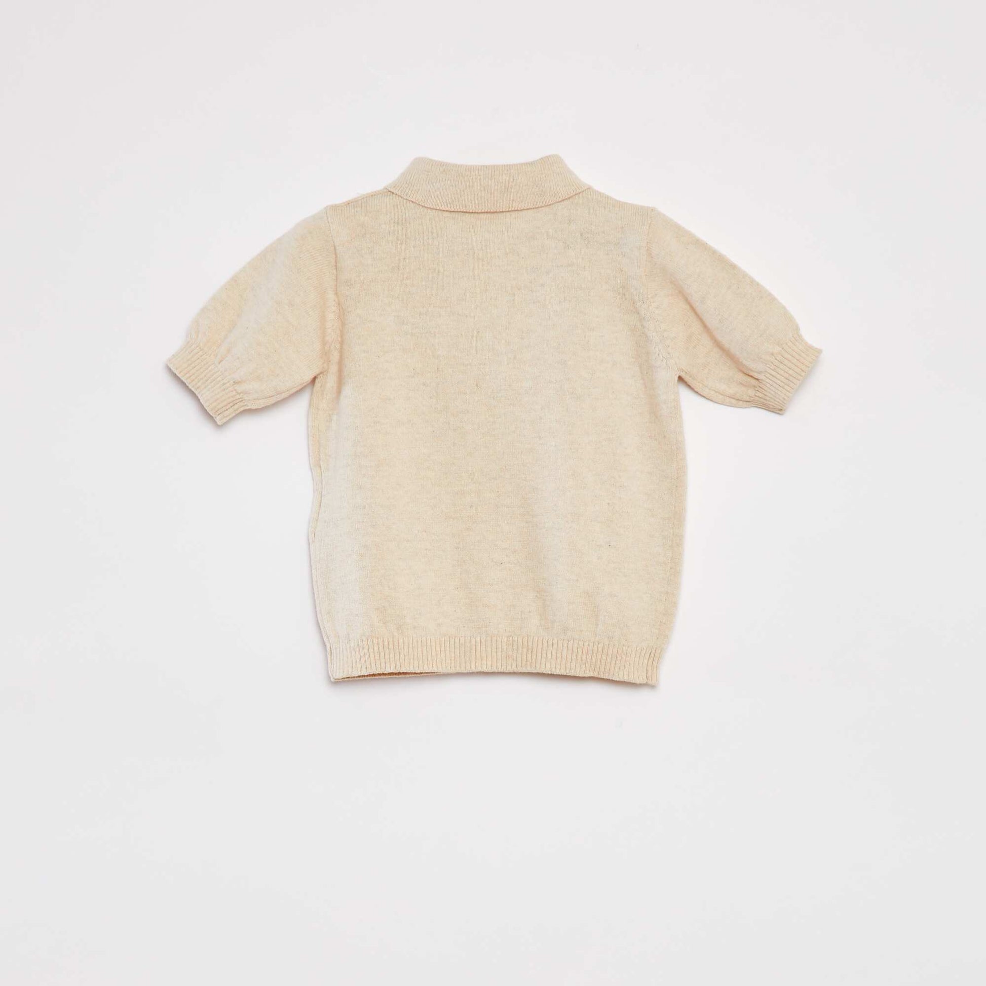 T-shirt à manches courtes avec col polo BEIGE