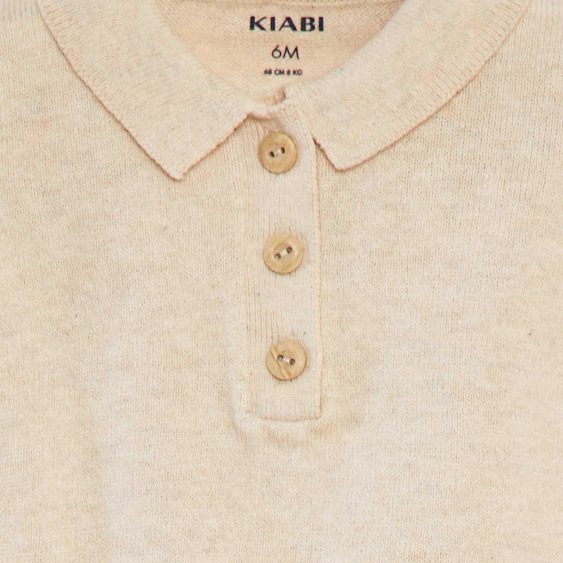 T-shirt à manches courtes avec col polo BEIGE