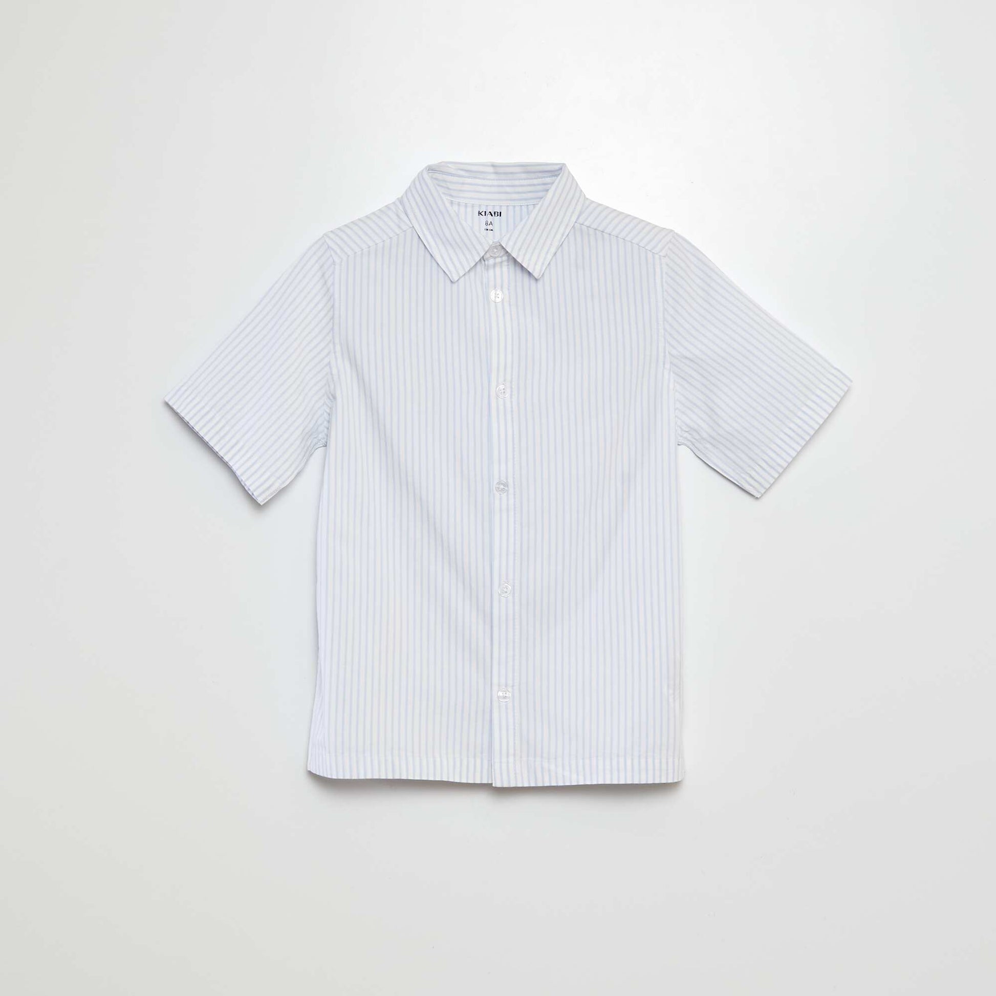 Chemise en popeline manches courtes BLEU