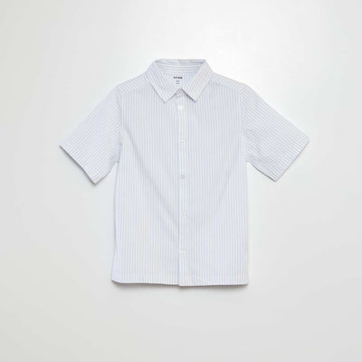 Chemise en popeline manches courtes BLEU