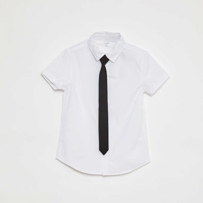 Chemise à manches courtes avec cravate BLANC