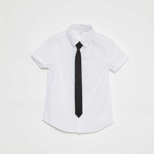 Chemise à manches courtes avec cravate BLANC