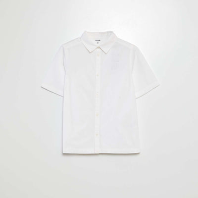 Chemise en popeline manches courtes BLANC