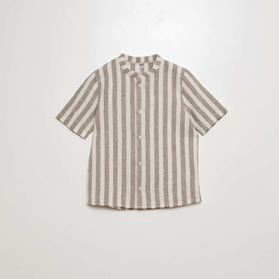 Chemise à col mao et manches courtes BEIGE