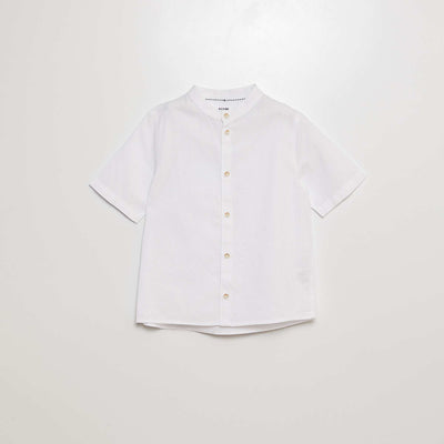 Chemise à col mao et manches courtes BLANC