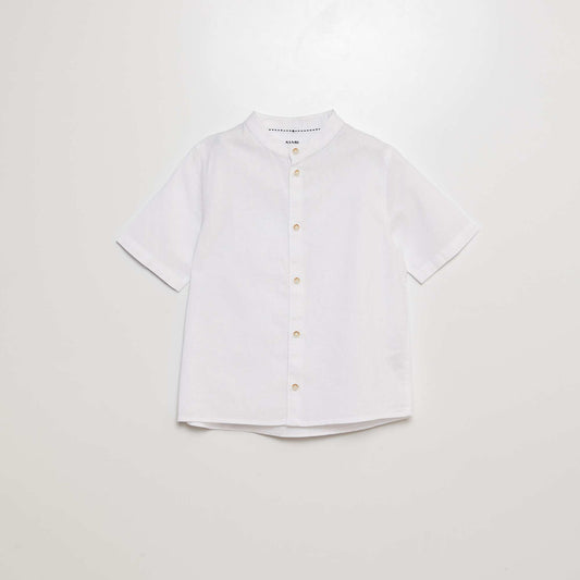 Chemise à col mao et manches courtes BLANC