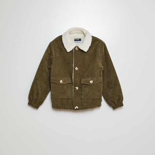 Blouson côtelé effet moutonné KAKI