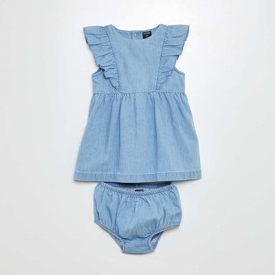 Robe en denim + culotte - 2 pièces BLEU