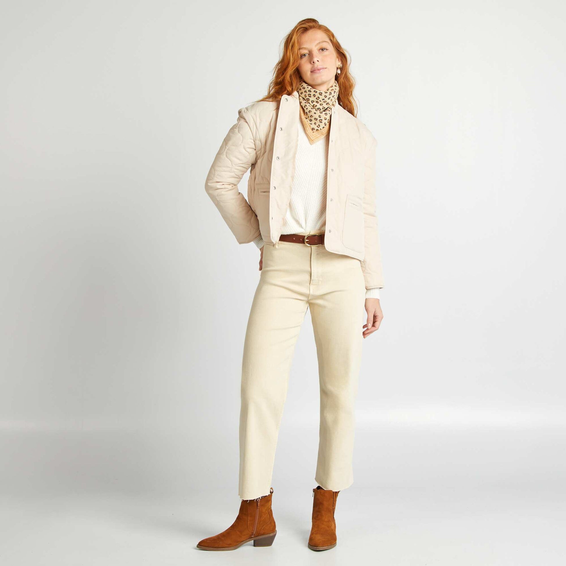 Doudoune quiltée avec manches amovibles Beige