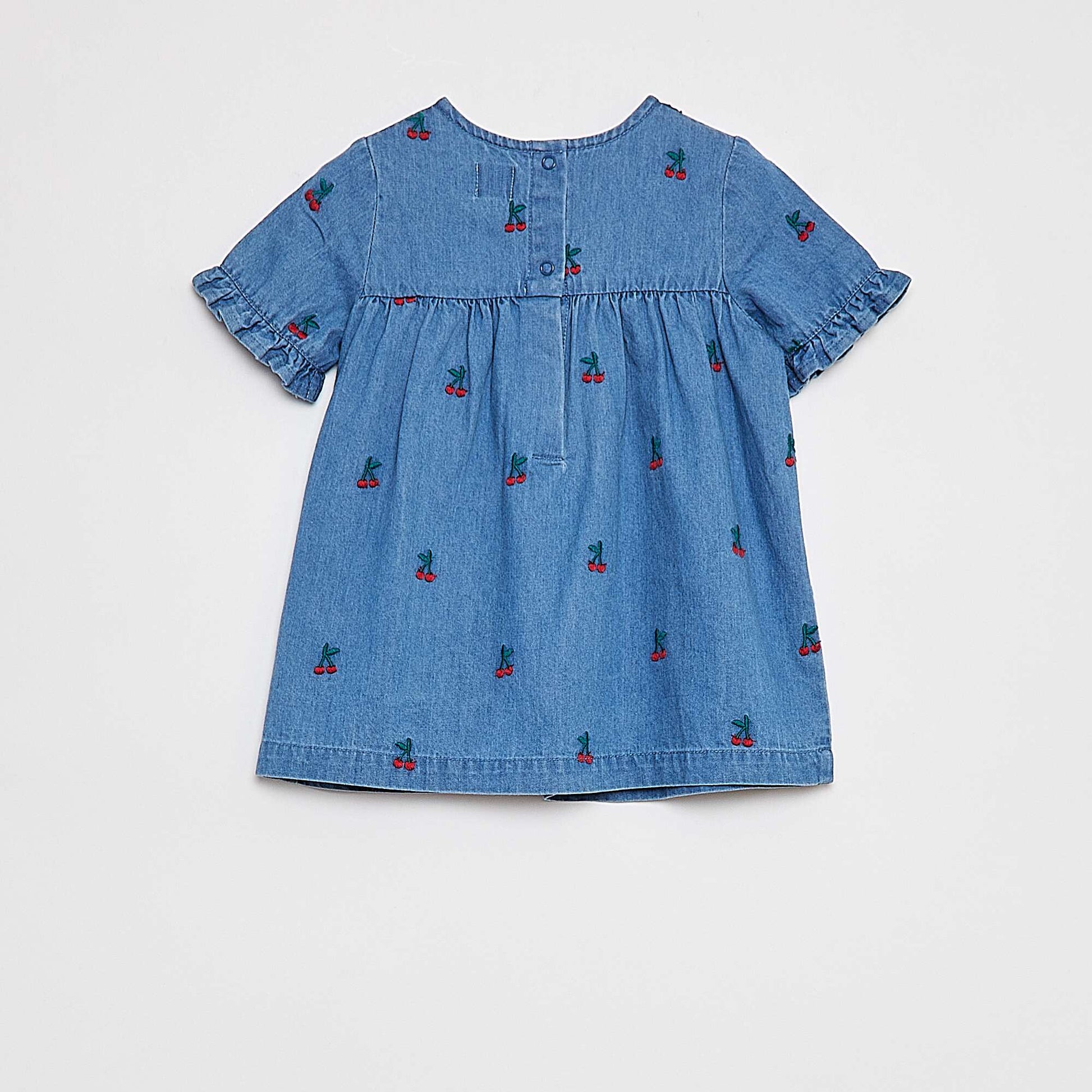 Robe en jean brodée 'cerises' BLEU