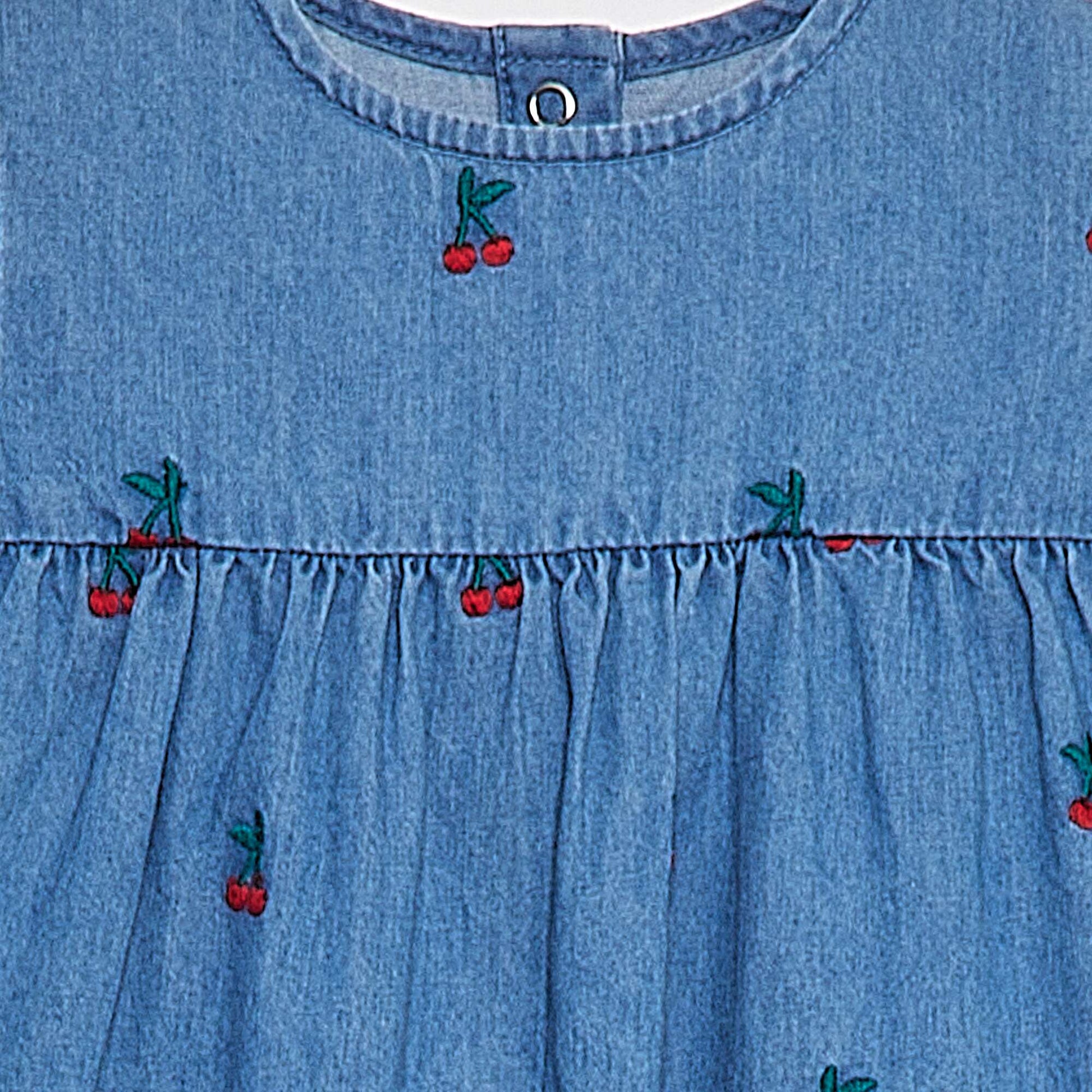 Robe en jean brodée 'cerises' BLEU