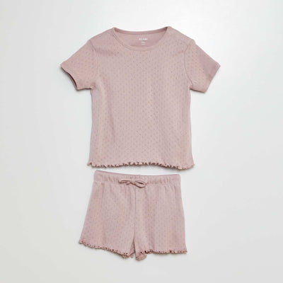 Pyjama en pointelle t-shirt + short - 2 pièces VIOLET