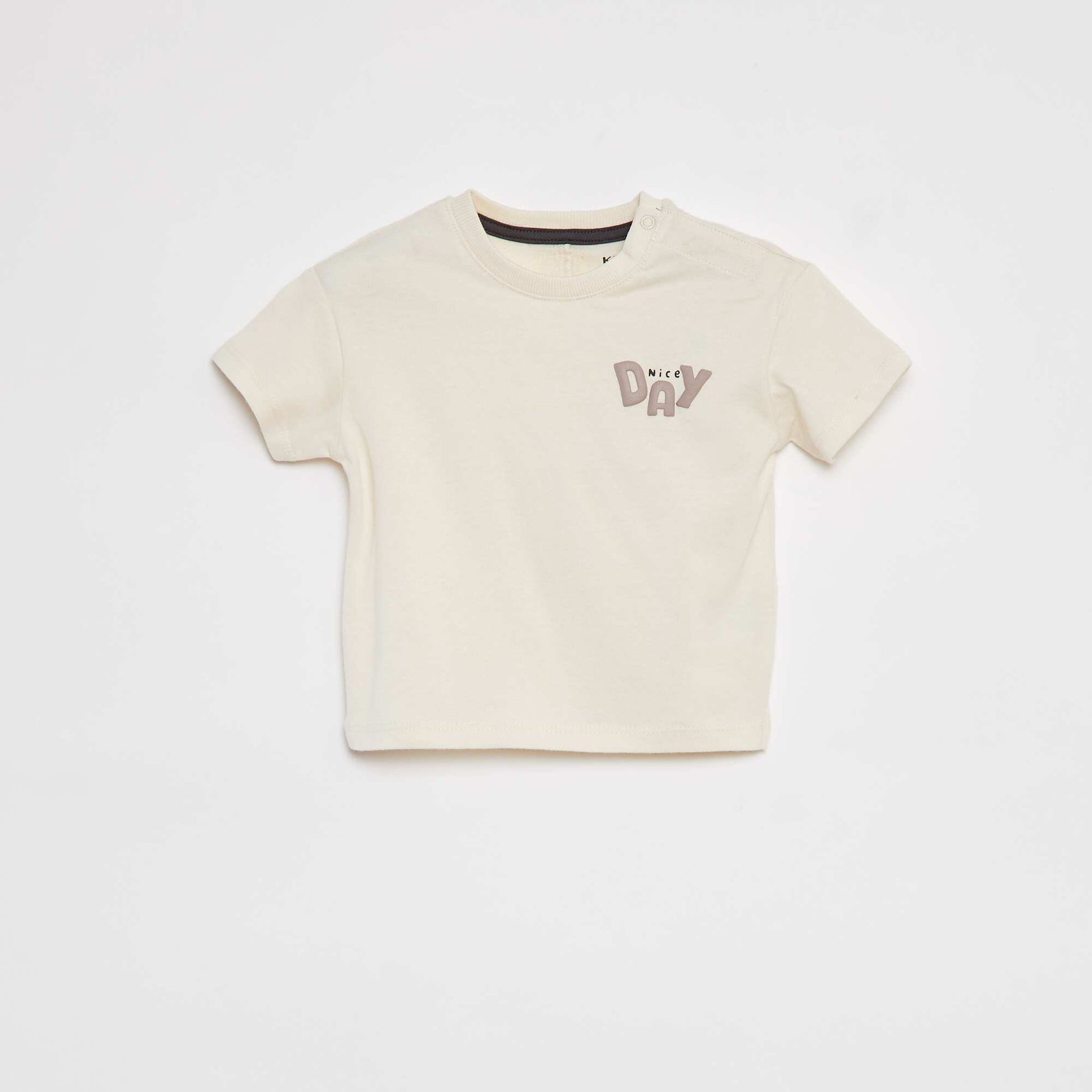 T-shirt imprimé en relief BEIGE
