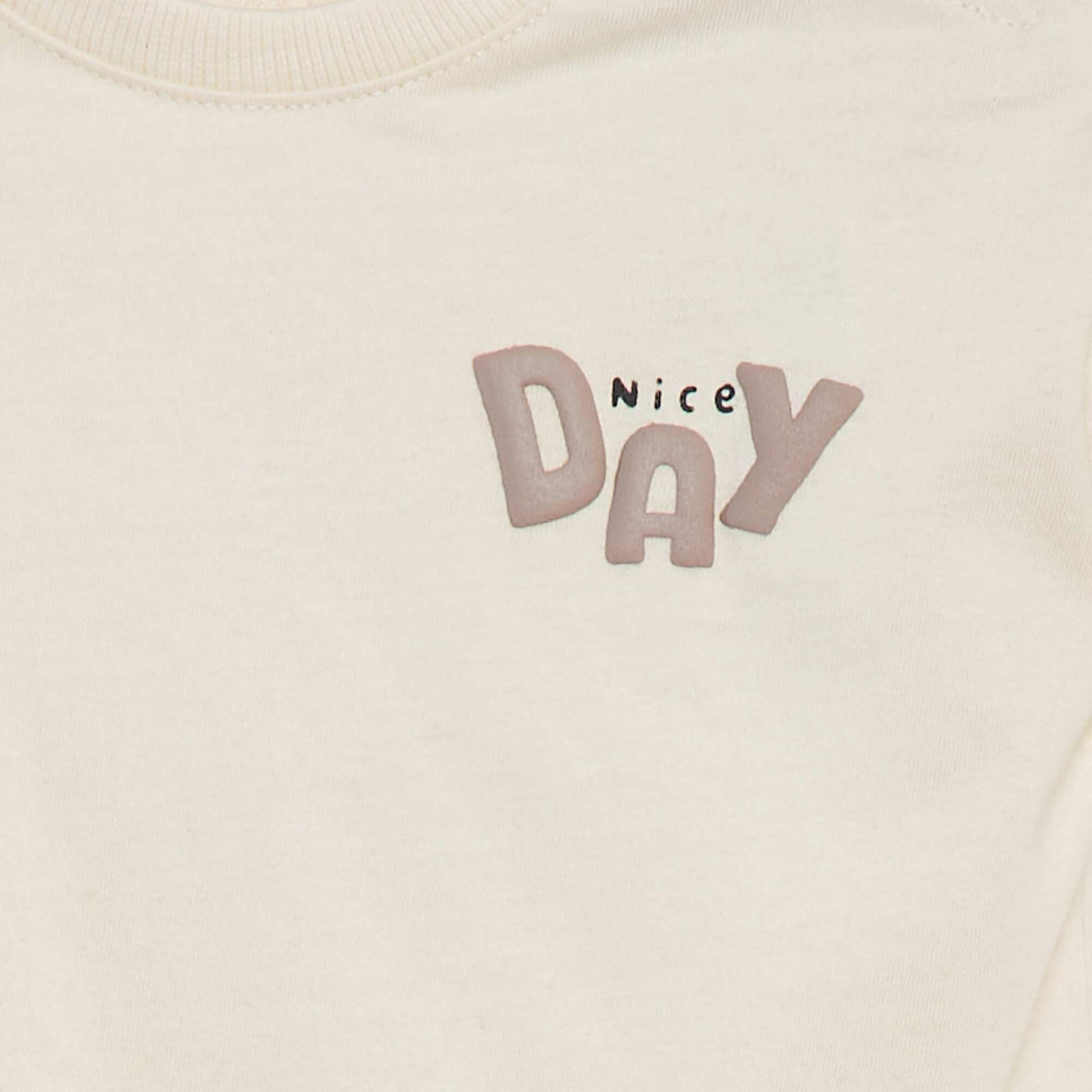 T-shirt imprimé en relief BEIGE